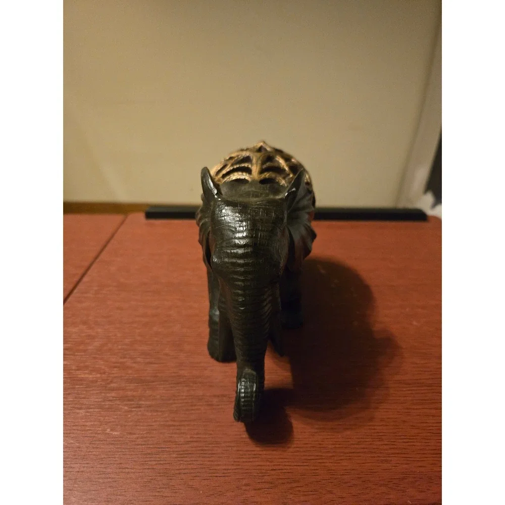 Black and Gold Filigree Elephant Figurine Ornate‎ Decorative Statue Home Decor